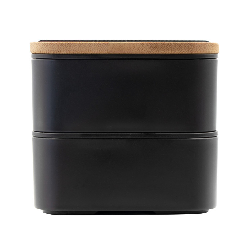 Pudełka śniadaniowe 2 w 1 2x500 ml bambusowe wieczko sztućce | Tijani