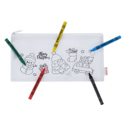 Piórnik do kolorowania świąteczny wzór kredki