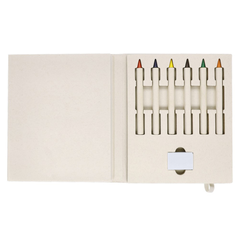 Zestaw kredek gumka do ścierania notatnik