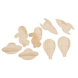 Zestaw drewnianych klocków do malowania farbki i 2 pędzelki | Priya