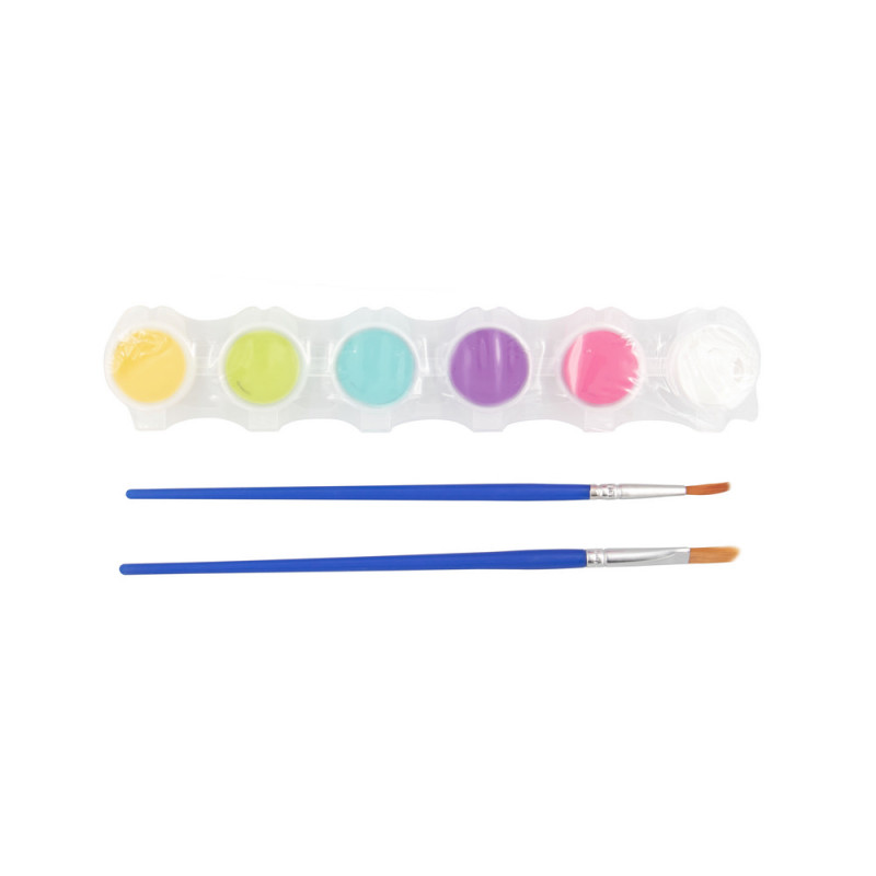 Zestaw drewnianych klocków do malowania farbki i 2 pędzelki | Priya