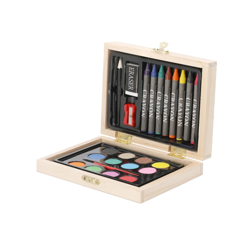 Zestaw do malowania i rysowania drewniane pudełko
