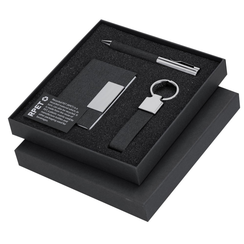 Zestaw upominkowy brelok etui na kartę kredytową długopis pudełko podarunkowe