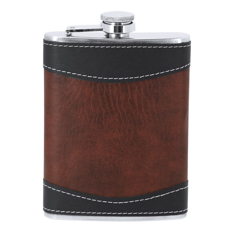 Zestaw upominkowy piersiówka 175 ml kieliszek 30 ml szachy karty oraz kości do gry drewniane pudełko podarunkowe