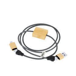 Kabel do ładowania i synchronizacji z poliestru RPET bambusowe elementy