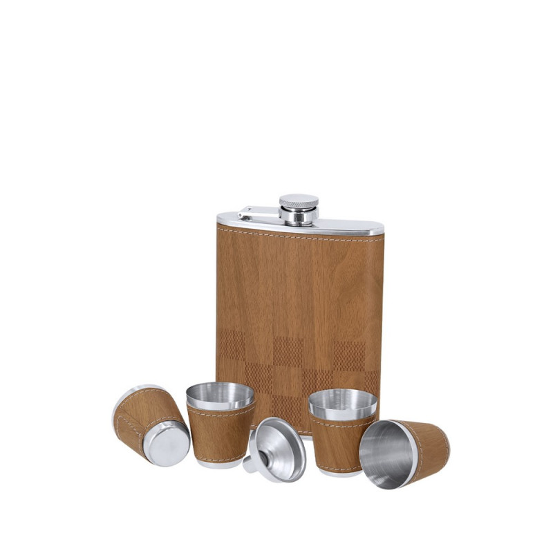 Zestaw upominkowy piersiówka 175 ml kieliszki 30 ml szachy drewniane pudełko podarunkowe