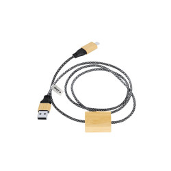 Kabel do ładowania i synchronizacji z poliestru RPET bambusowe elementy