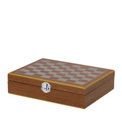 Zestaw upominkowy piersiówka 175 ml kieliszki 30 ml szachy drewniane pudełko podarunkowe