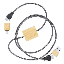 Kabel do ładowania i synchronizacji z poliestru RPET bambusowe elementy