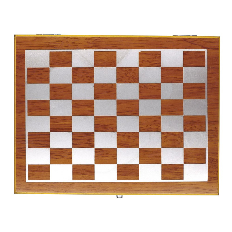 Zestaw upominkowy piersiówka 175 ml kieliszek 30 ml szachy karty oraz kości do gry drewniane pudełko podarunkowe