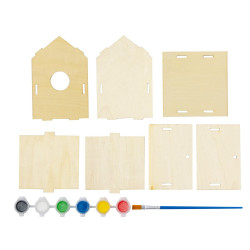 Domek dla ptaków do malowania 6 farbek i pędzelek