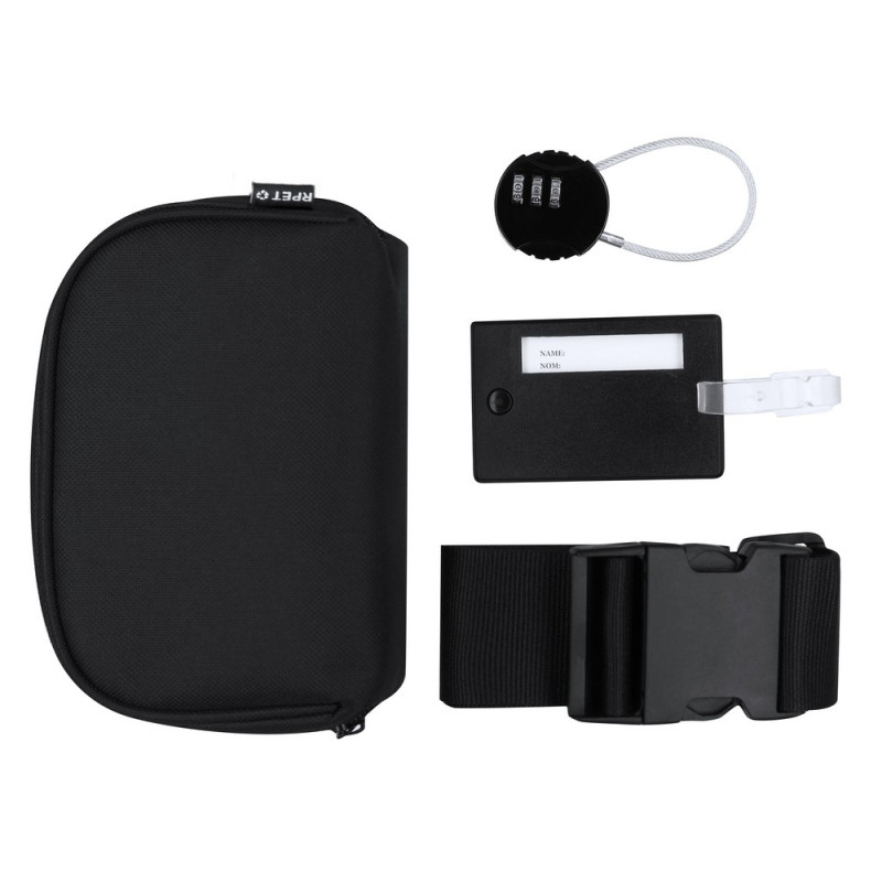 Zestaw podróżny zawieszka do bagażu pas do walizki kłódka podróżna pokrowiec RPET
