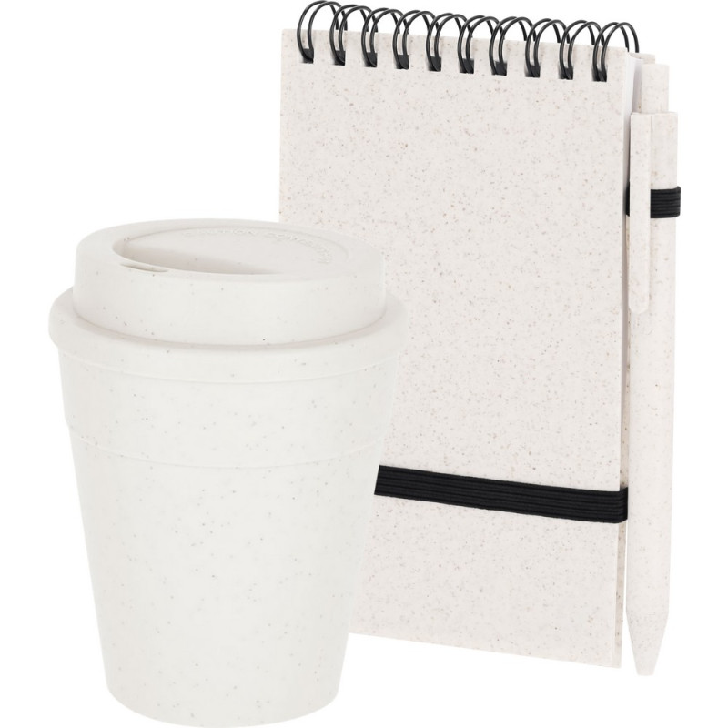 Zestaw biurowy notes kubek długopis ze słomy pszenicznej