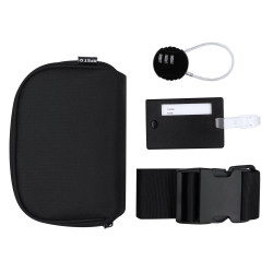 Zestaw podróżny zawieszka do bagażu pas do walizki kłódka podróżna pokrowiec RPET