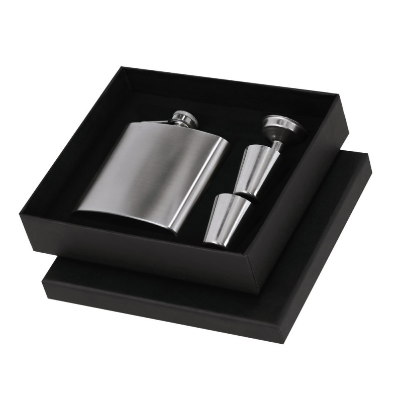 Piersiówka 175 ml ze stali nierdzewnej z recyklingu 2 kieliszki lejek