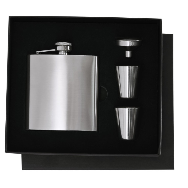 Piersiówka 175 ml ze stali nierdzewnej z recyklingu 2 kieliszki lejek