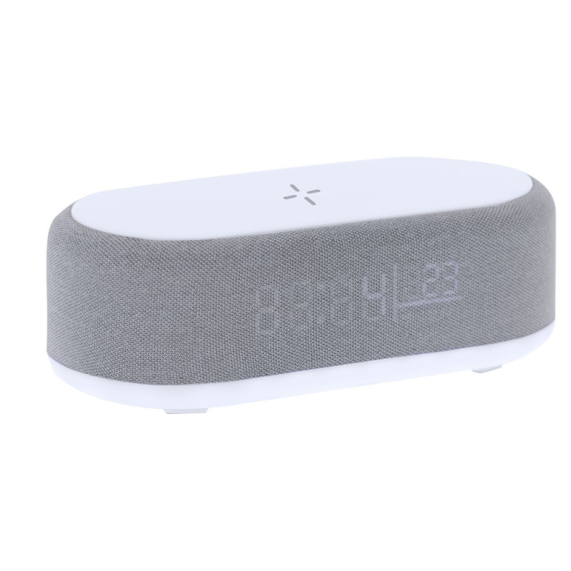 Ładowarka bezprzewodowa 15W głośnik bezprzewodowy 5W zegar lampka LED