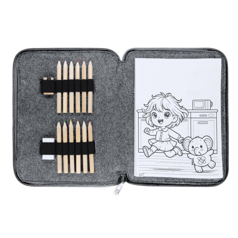 Zestaw do kolorowania z filcu RPET kredki temperówka gumka