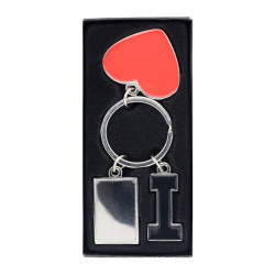 Brelok do kluczy "I love " z metalową plakietką | Lydus