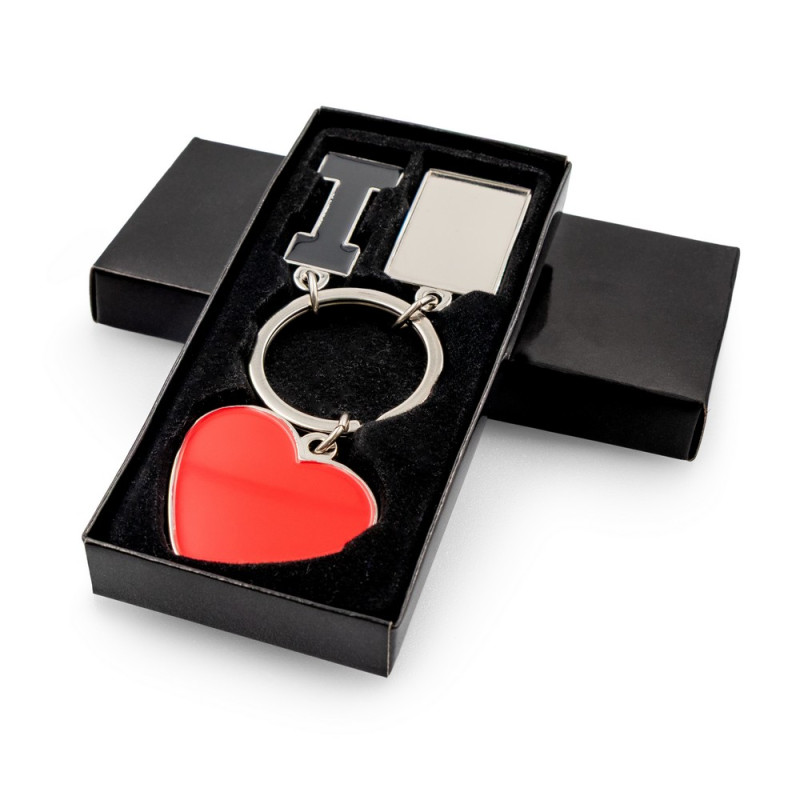 Brelok do kluczy "I love " z metalową plakietką | Lydus