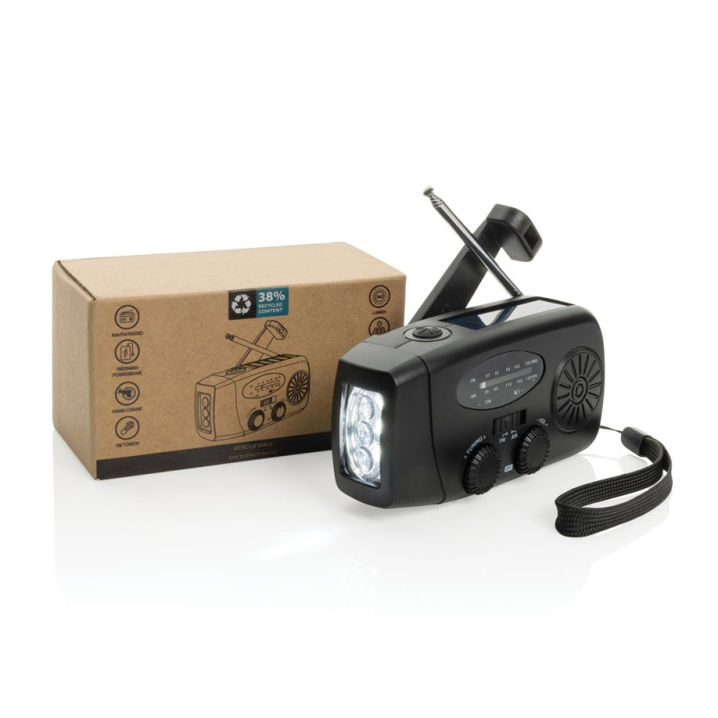 Radio survivalowe AM/FM power bank 1800 mAh latarka RescueWave