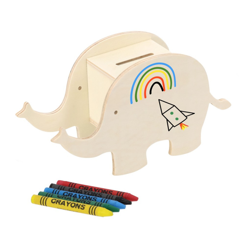 Drewniana skarbonka "zwierzątko" do kolorowania kredki