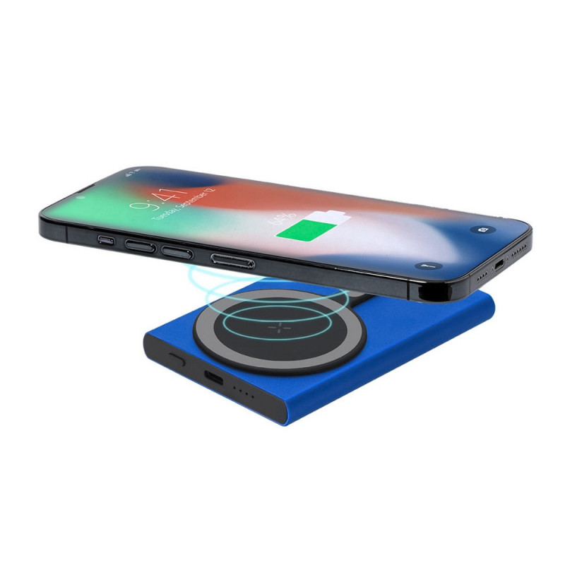 Magnetyczny bezprzewodowy power bank 5000 mAh z aluminium z recyklingu ładowarka bezprzewodowa 15W