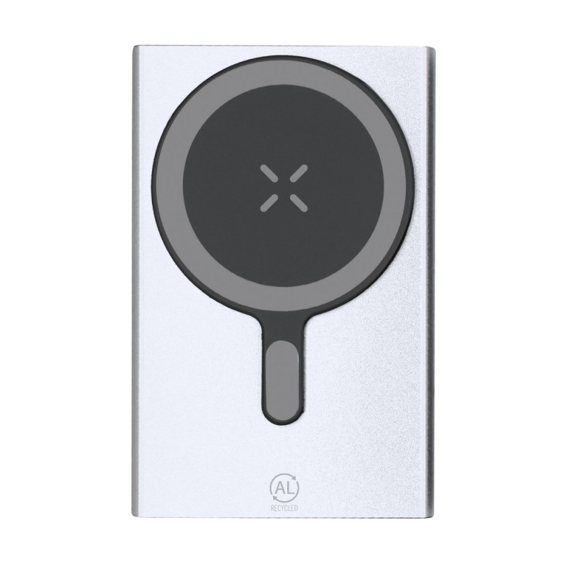 Magnetyczny bezprzewodowy power bank 5000 mAh z aluminium z recyklingu ładowarka bezprzewodowa 15W