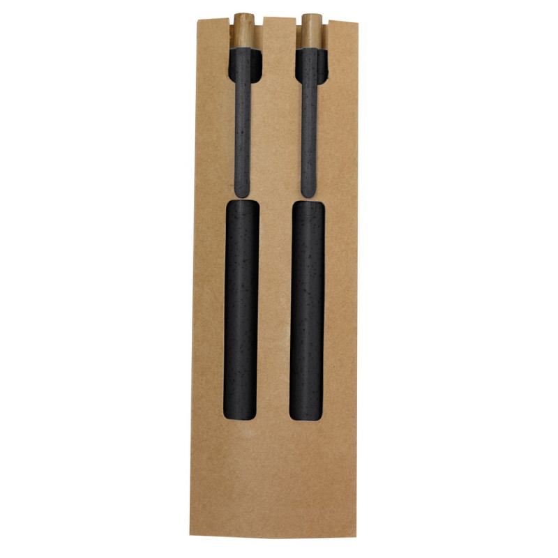 Zestaw piśmienniczy ze słomy pszenicznej długopis i "wieczny" ołówek