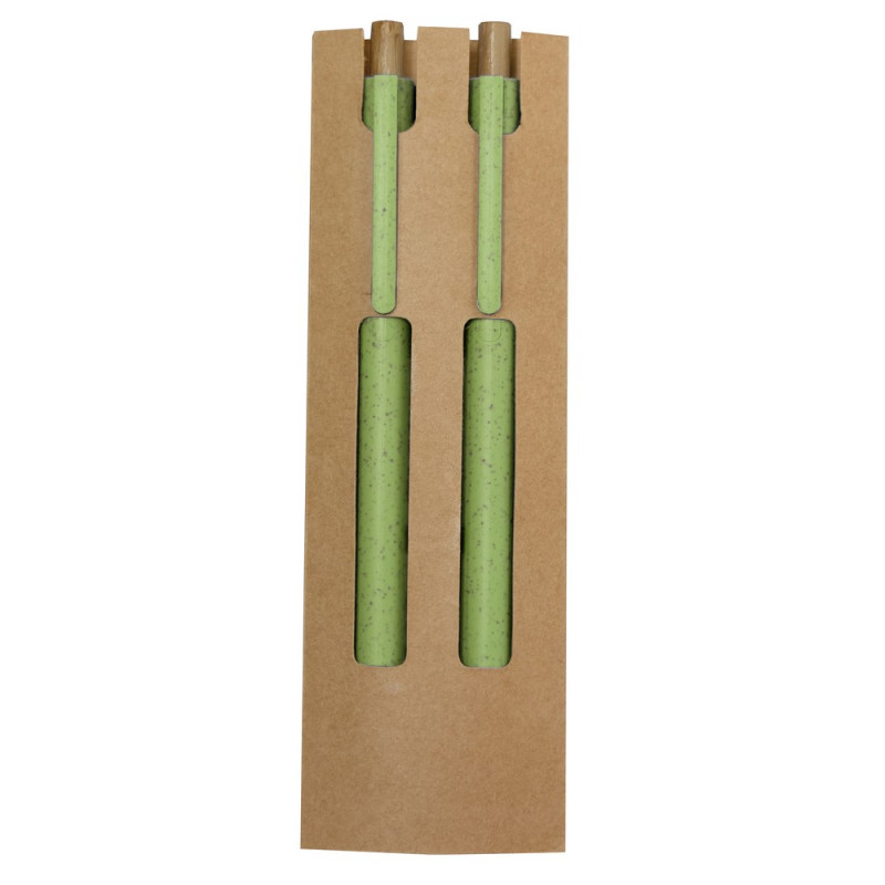 Zestaw piśmienniczy ze słomy pszenicznej długopis i "wieczny" ołówek