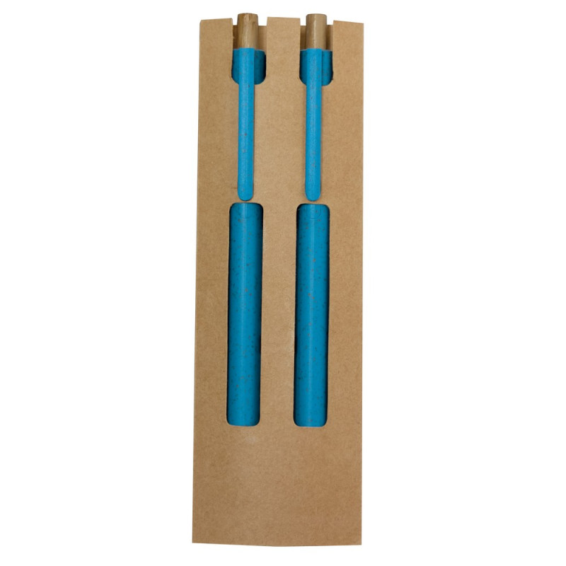 Zestaw piśmienniczy ze słomy pszenicznej długopis i "wieczny" ołówek