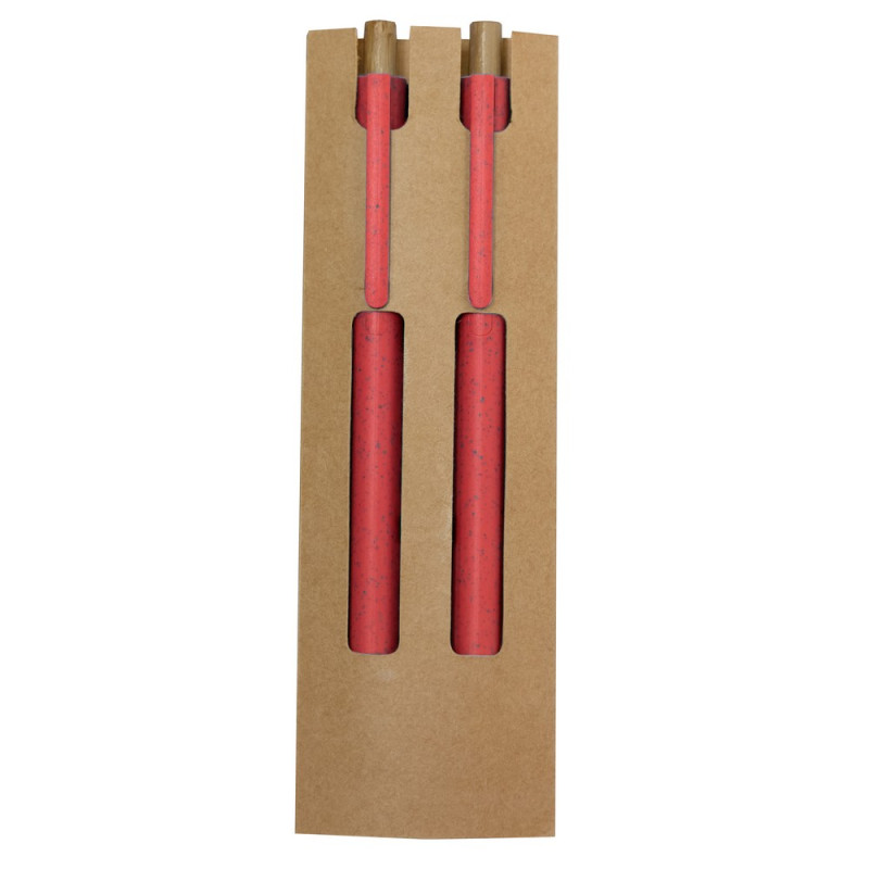 Zestaw piśmienniczy ze słomy pszenicznej długopis i "wieczny" ołówek