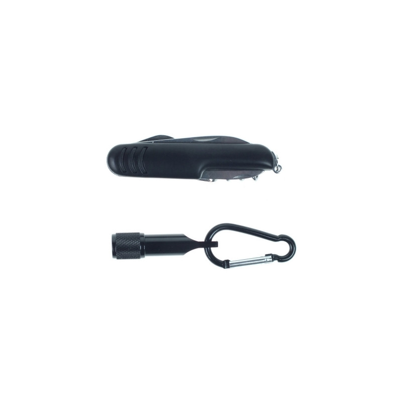 Zestaw narzędzi narzędzie wielofunkcyjne scyzoryk (7 el) latarka 1 LED z karabińczykiem