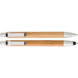 Bambusowy zestaw piśmienniczy długopis touch pen i ołówek mechaniczny