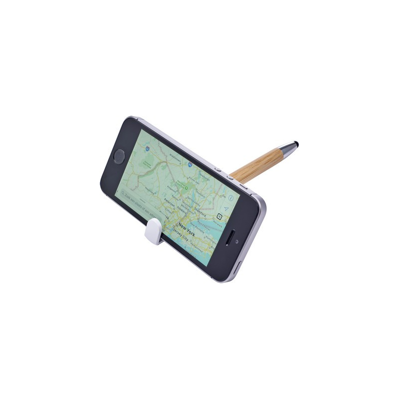 Bambusowy długopis touch pen stojak na telefon