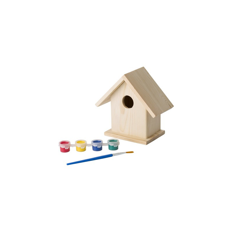 Domek dla ptaków do malowania farbki i pędzelek