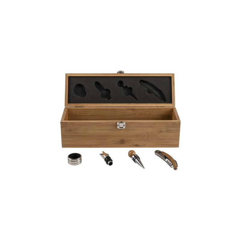 Bambusowy zestaw do wina 4 el skrzynka do wina