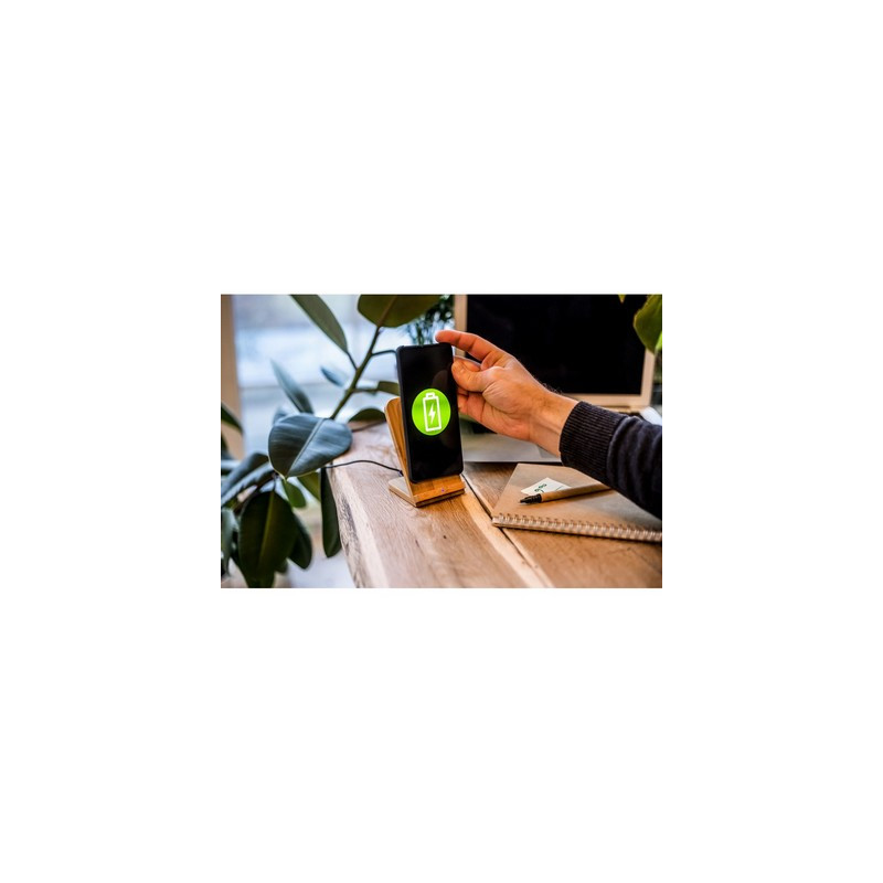 Bambusowa ładowarka bezprzewodowa 10W B'RIGHT stojak na telefon | Wilder