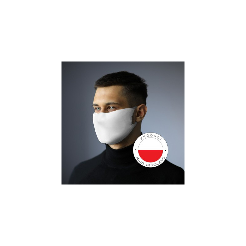 Zestaw w pudełku pojemnik na płyn do dezynfekcji maseczka wielokrotnego użytku z miejscem na filtr i jonami srebra