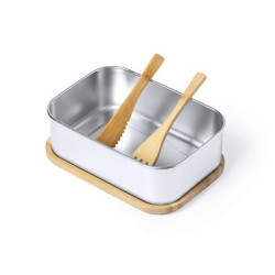 Pudełko śniadaniowe 600 ml bambusowe wieczko sztućce