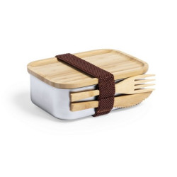 Pudełko śniadaniowe 600 ml bambusowe wieczko sztućce