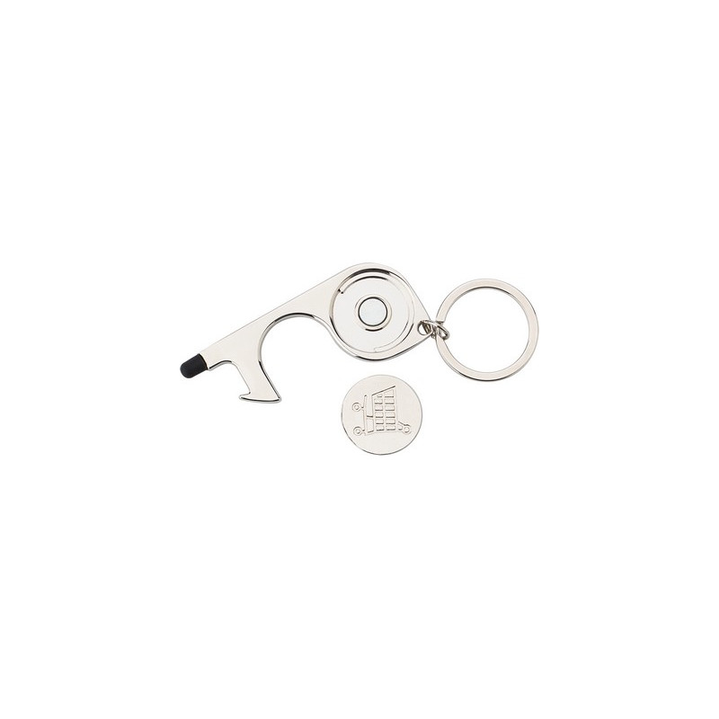 Brelok do kluczy uchwyt do bezdotykowego otwierania drzwi touch pen i żeton do wózka na zakupy