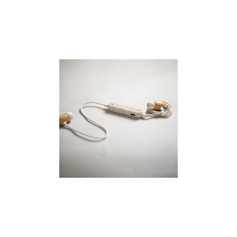 Bambusowe bezprzewodowe słuchawki douszne