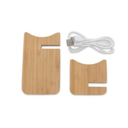 Składana bambusowa ładowarka bezprzewodowa 10W B'RIGHT stojak na telefon | Barbra