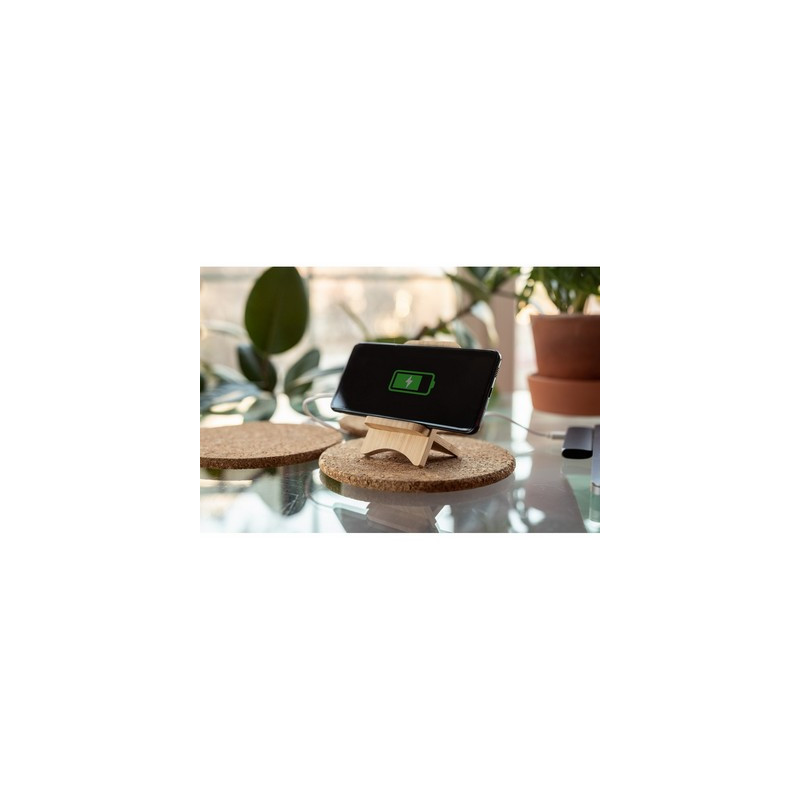 Składana bambusowa ładowarka bezprzewodowa 10W B'RIGHT stojak na telefon | Barbra