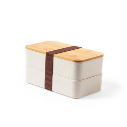 Pudełka śniadaniowe 2 szt 2x500 ml bambusowe wieczko sztućce