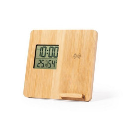 Bambusowa ładowarka bezprzewodowa 10W stacja pogodowa | Kahele