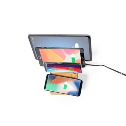 Bambusowa ładowarka bezprzewodowa 10W stojak na telefon stojak na tablet