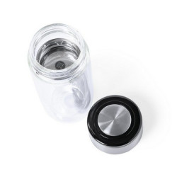 Szklana butelka termiczna 330 ml posiada sitko zatrzymujące fusy