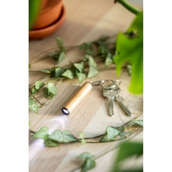 Bambusowy brelok do kluczy lampka 1 LED